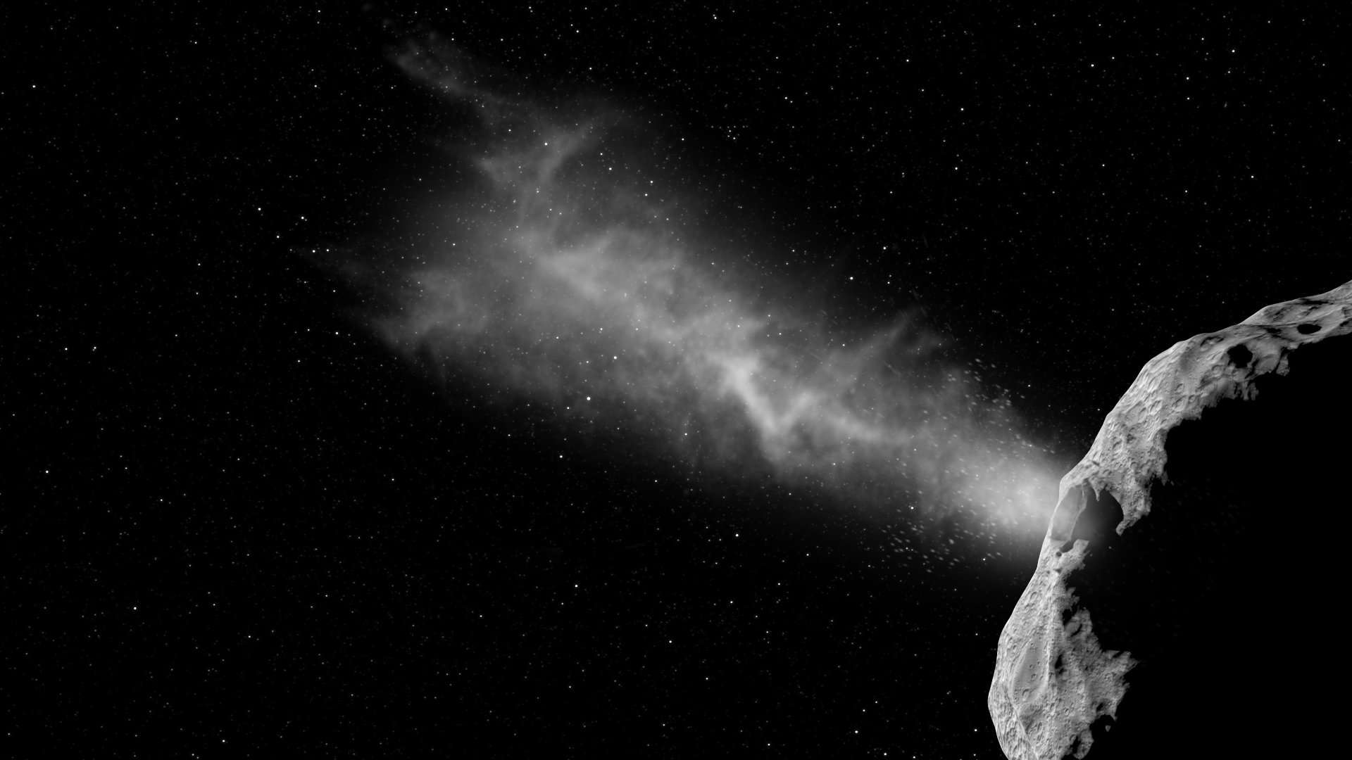探头与小行星碰撞的插图。