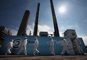 A carbon capture test unit at the Longanet coal plant in Scotland