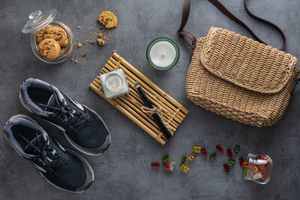 素食主义者礼物的头顶镜头
