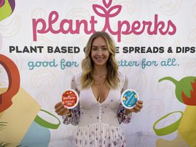 Plant Perks founder Tiffany Perkins spreads words on her vegan innovation at a pre-Emmy Awards Party, Los Angeles