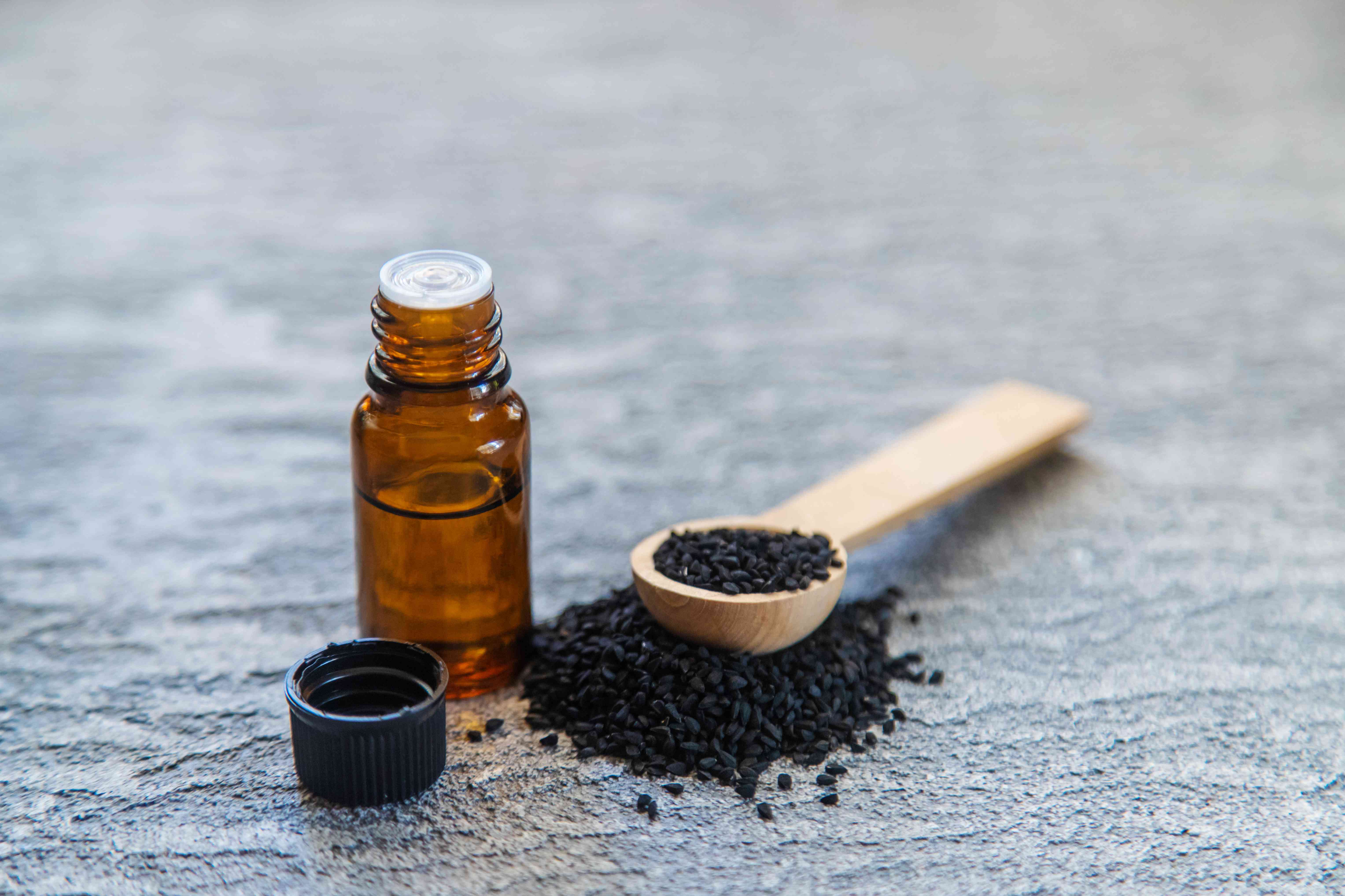 essential oil of black cumin.selectiv focusb nature food