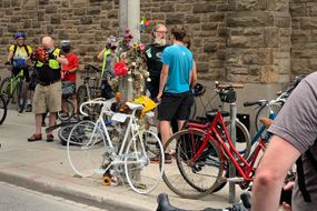 Ghost bike being installed