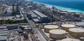 A modern desalination plant on the shores of the Arabian Gulf in Dubai.
